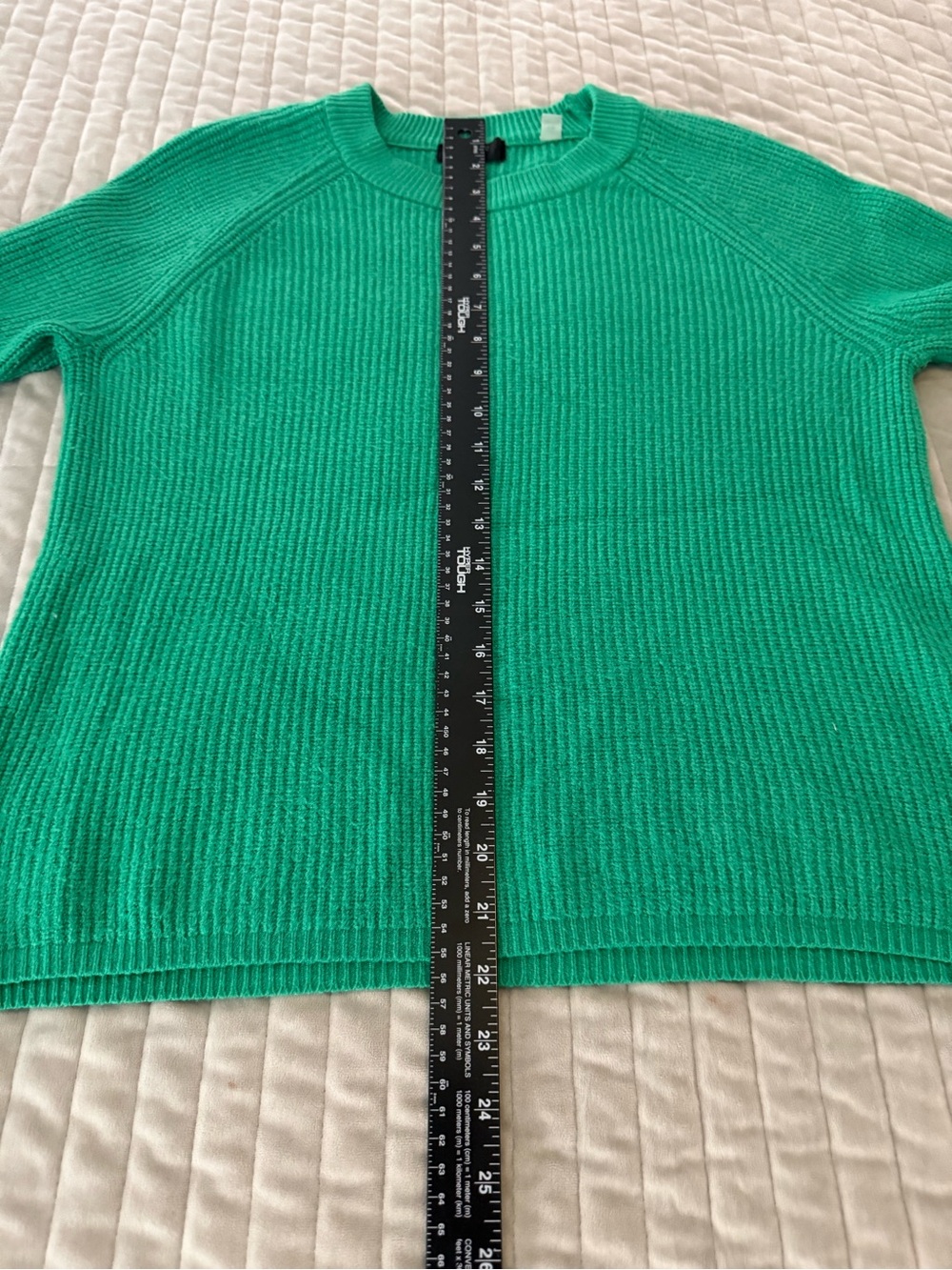 Tahari Green Ribbed Knit Crewneck Sweater Womens Size Large Raglan Pullover - Picture 5 of 8